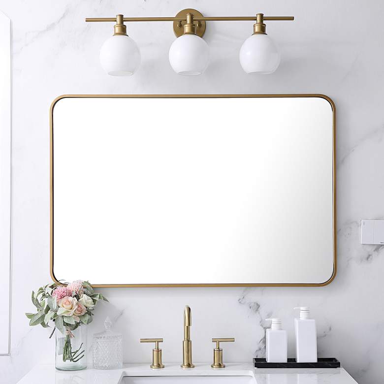 Image 1 Evermore Brass 40" x 27" Rectangular Wall Mirror