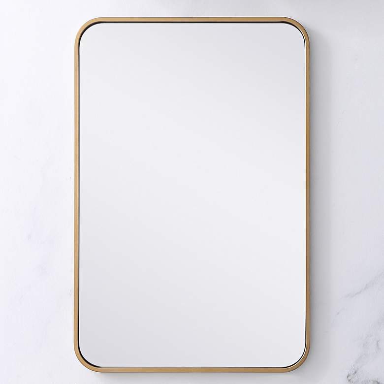 Image 1 Evermore Brass Metal 20" x 30" Vanity Wall Mirror