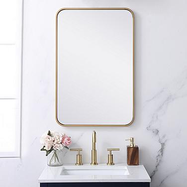 Evermore Brass Metal 20" x 30" Vanity Wall Mirror