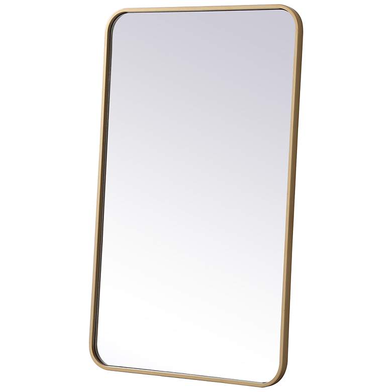 Image 7 Evermore Brass Metal 22 inch x 36 inch Rectangular Wall Mirror more views