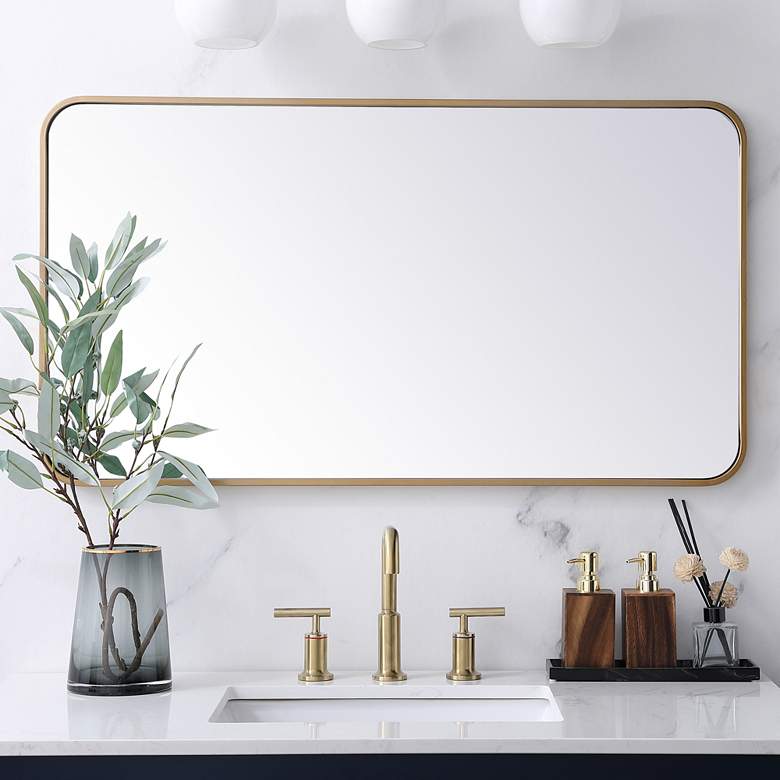 Image 1 Evermore Brass Metal 22" x 40" Vanity Wall Mirror