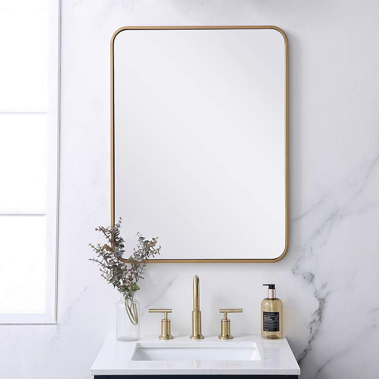 Image 2 Evermore Brass Metal 24" x 32" Rectangular Wall Mirror
