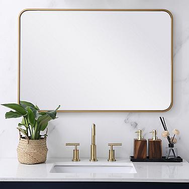 Evermore Brass Metal 24" x 36" Vanity Wall Mirror