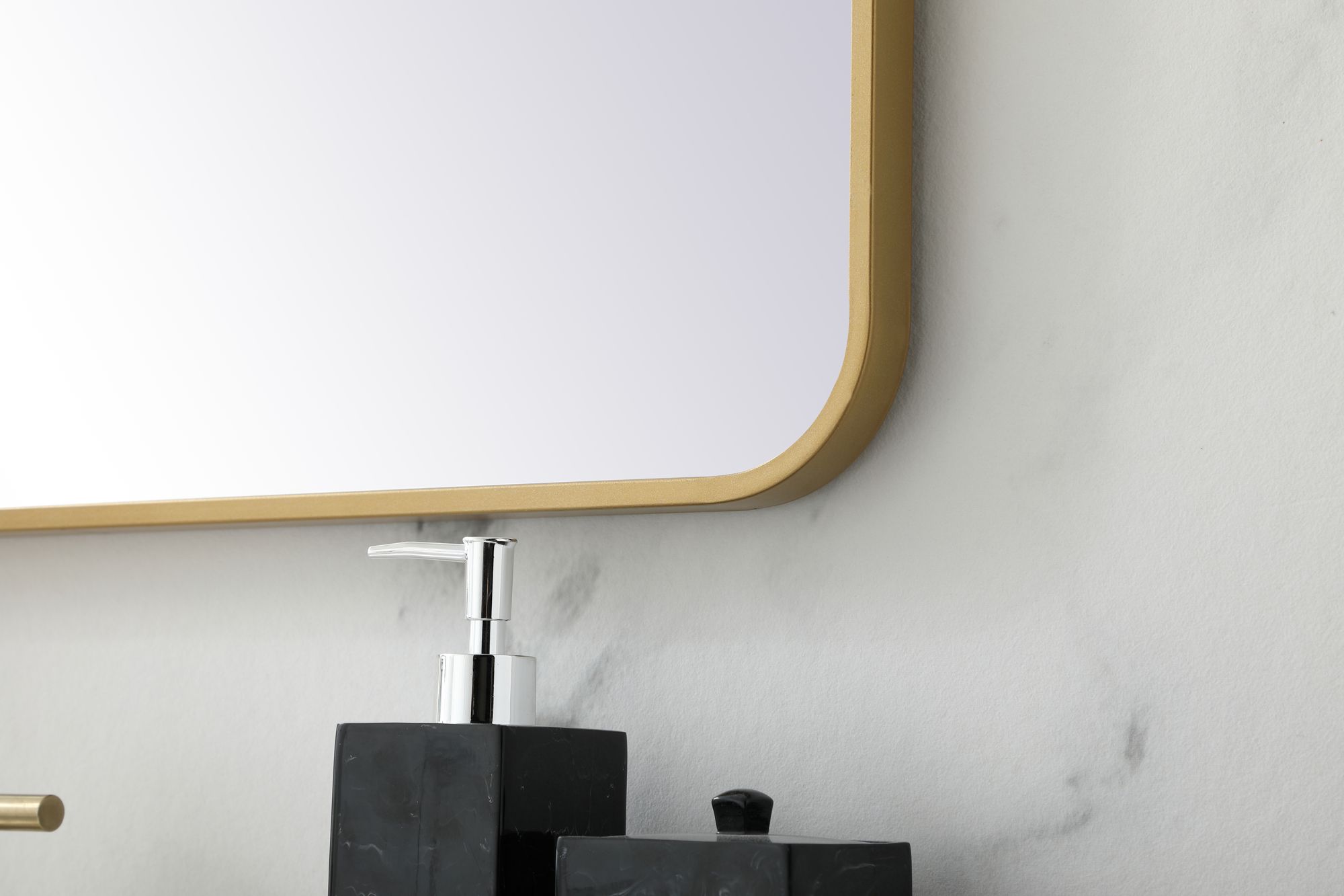 Image 5 Evermore Brass Metal 30" x 36" Vanity Wall Mirror more views