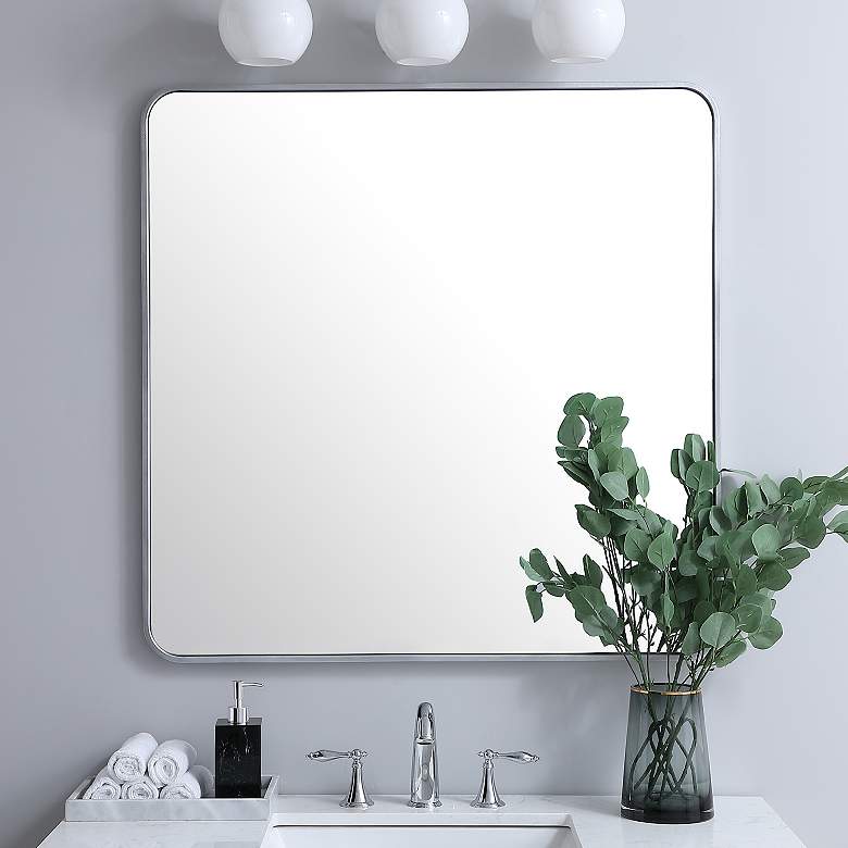 Image 1 Evermore Silver 36" Square Vanity Wall Mirror