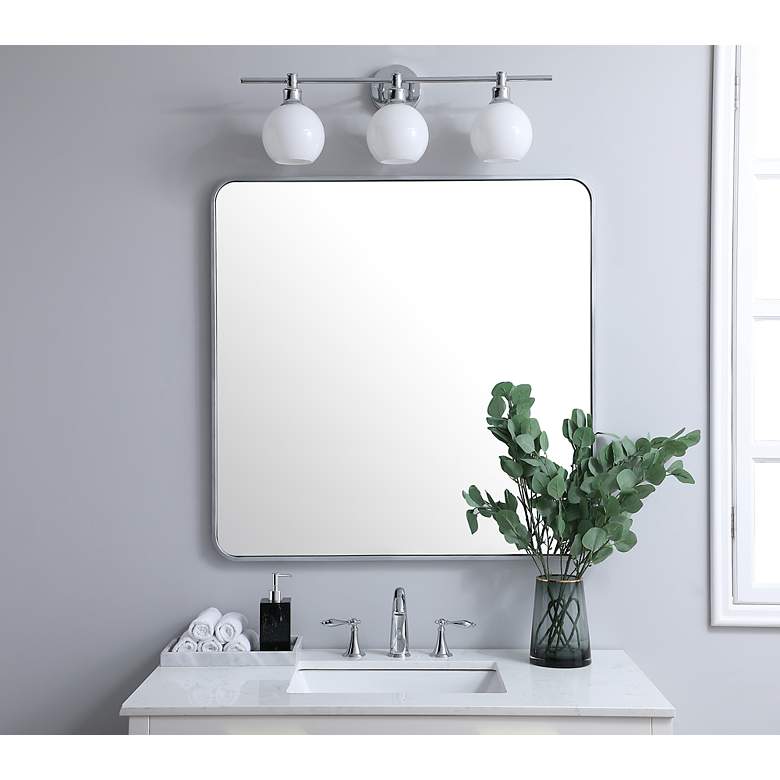 Image 3 Evermore Silver 36" Square Vanity Wall Mirror more views