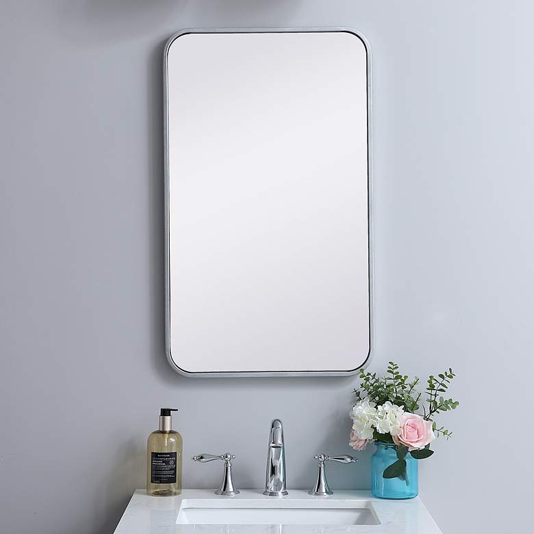 Image 2 Evermore Silver Metal 18" x 30" Vanity Wall Mirror