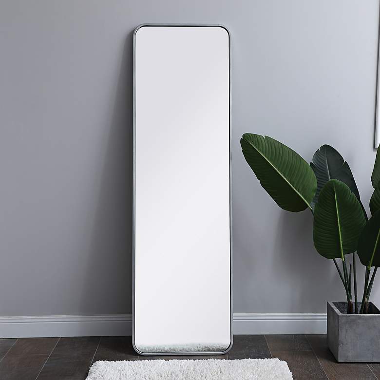 Image 1 Evermore Silver Metal 18" x 60" Rectangular Floor Mirror