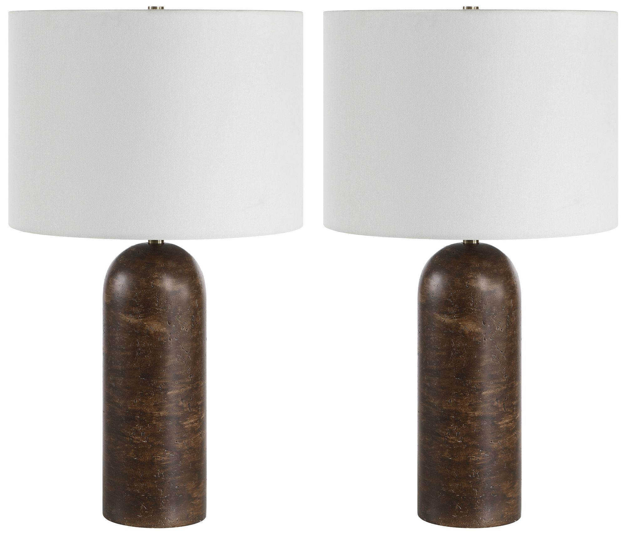 Everren Dorato Table Lamps with Drum Linen Shade (Set of 2)