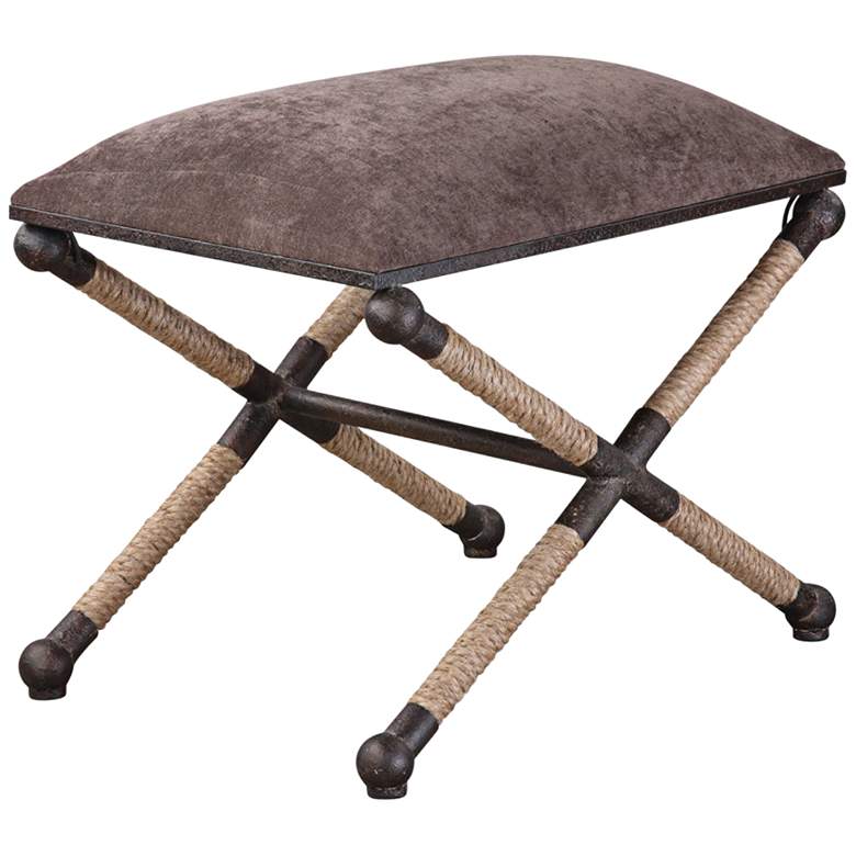 Image 1 Evert 24" Wide Taupe Brown Linen Ottoman Accent Stool