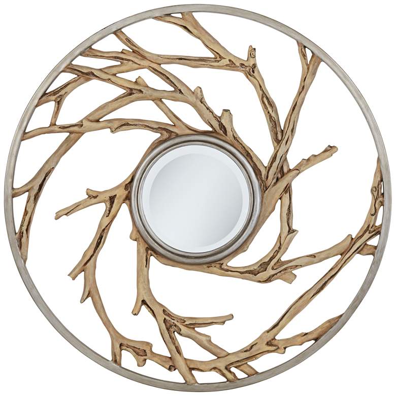 Image 1 Everwood Natural Driftwood 32 inch Round Wall Mirror