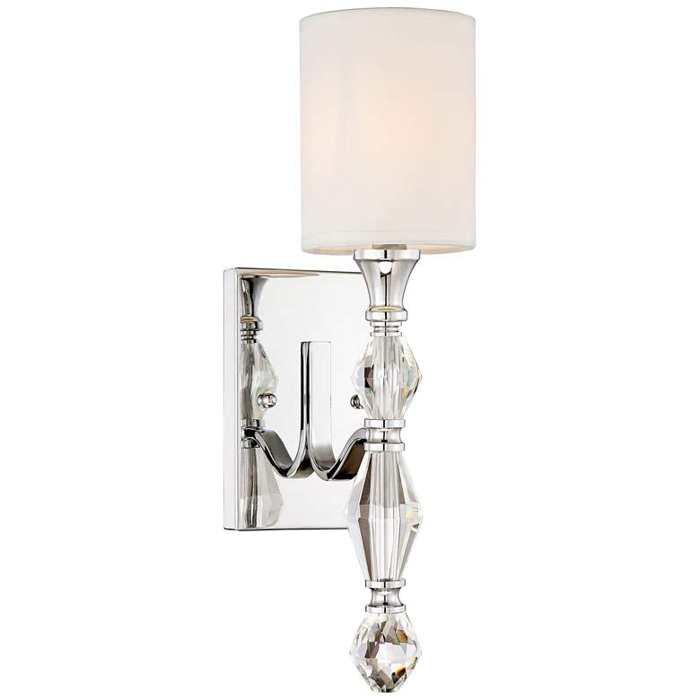 Image 2 Evi 16 1/2 inch High Chrome and Crystal Wall Sconce