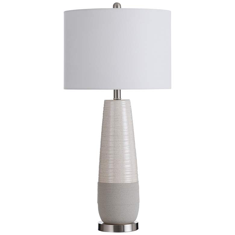 Image 2 Evian 31" Speckled Cream and Greige Gray Ceramic Table Lamp