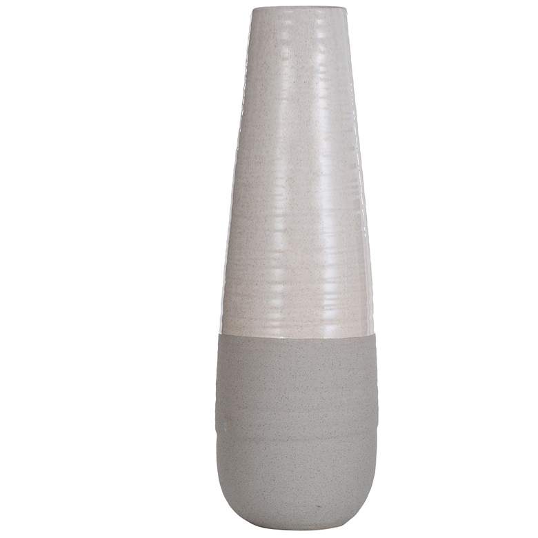 Image 1 Evian Ivory  25 inch Transitional Ceramic Vase with Glossy Top &#38; Concr