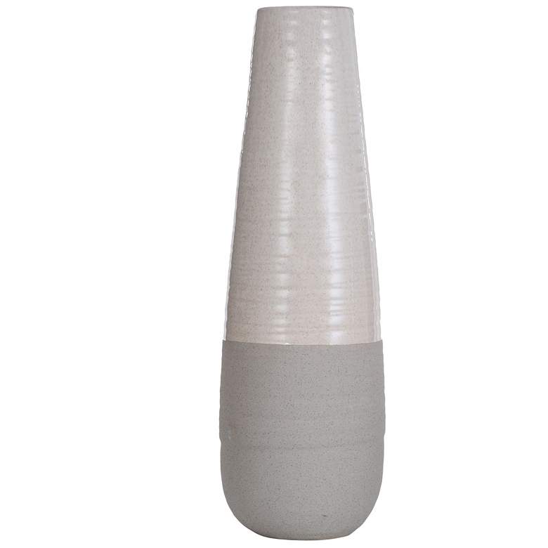 Image 1 Evian Ivory 25" Transitional Ceramic Vase with Glossy Top & Concr