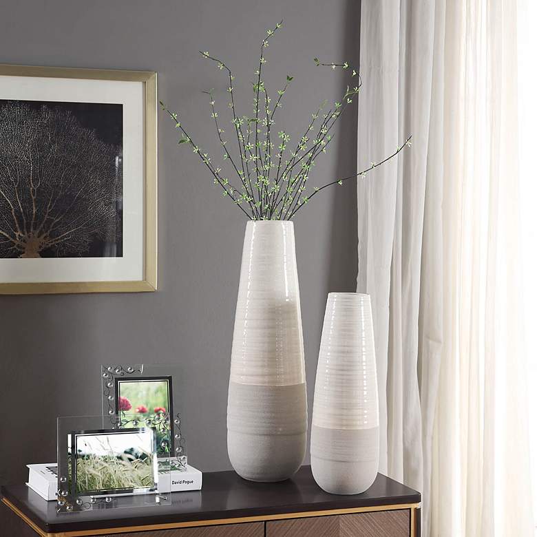 Image 6 Evian Ivory 25" Transitional Ceramic Vase with Glossy Top & Concr more views