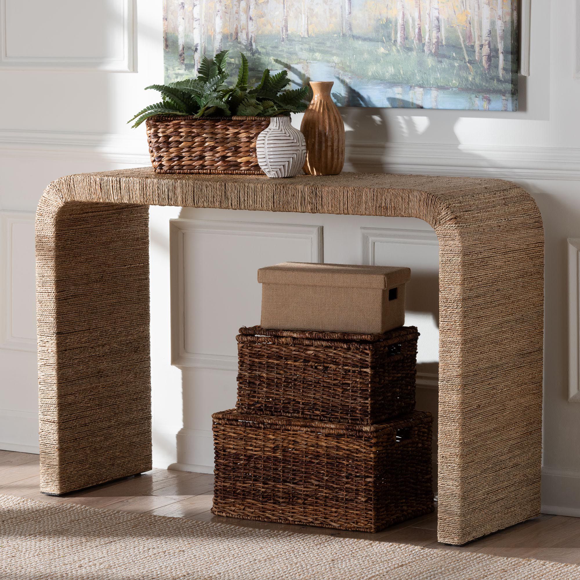 Image 3 Eviana 47 1/4" Wide Natural Jute Waterfall Console Table more views