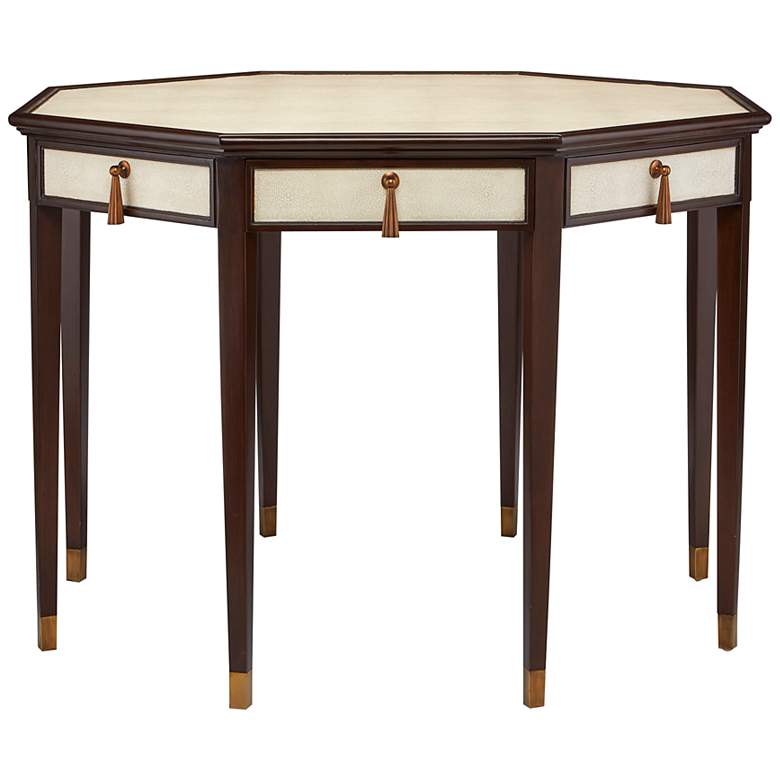 Image 3 Evie 42 inch Wide Dark Walnut and Ivory 4-Drawer Entry Table