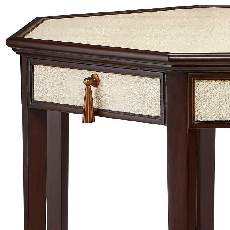Image 4 Evie 42 inch Wide Dark Walnut and Ivory 4-Drawer Entry Table more views
