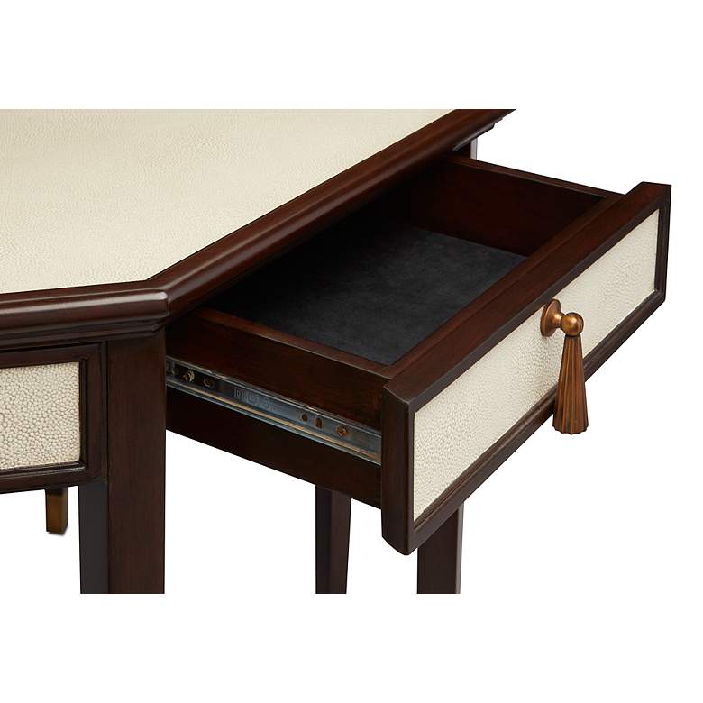 Image 6 Evie 42 inch Wide Dark Walnut and Ivory 4-Drawer Entry Table more views