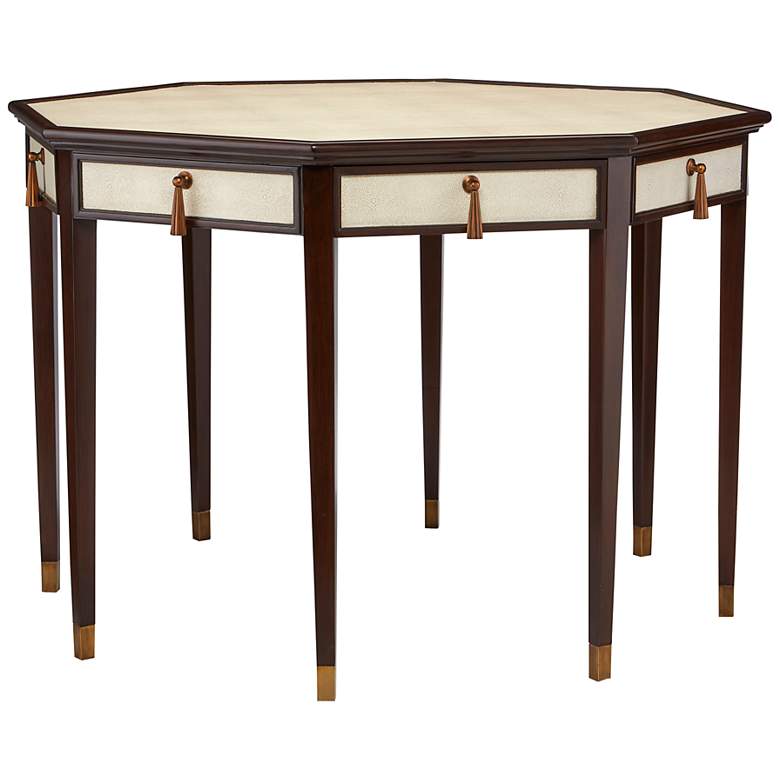 Image 7 Evie 42 inch Wide Dark Walnut and Ivory 4-Drawer Entry Table more views