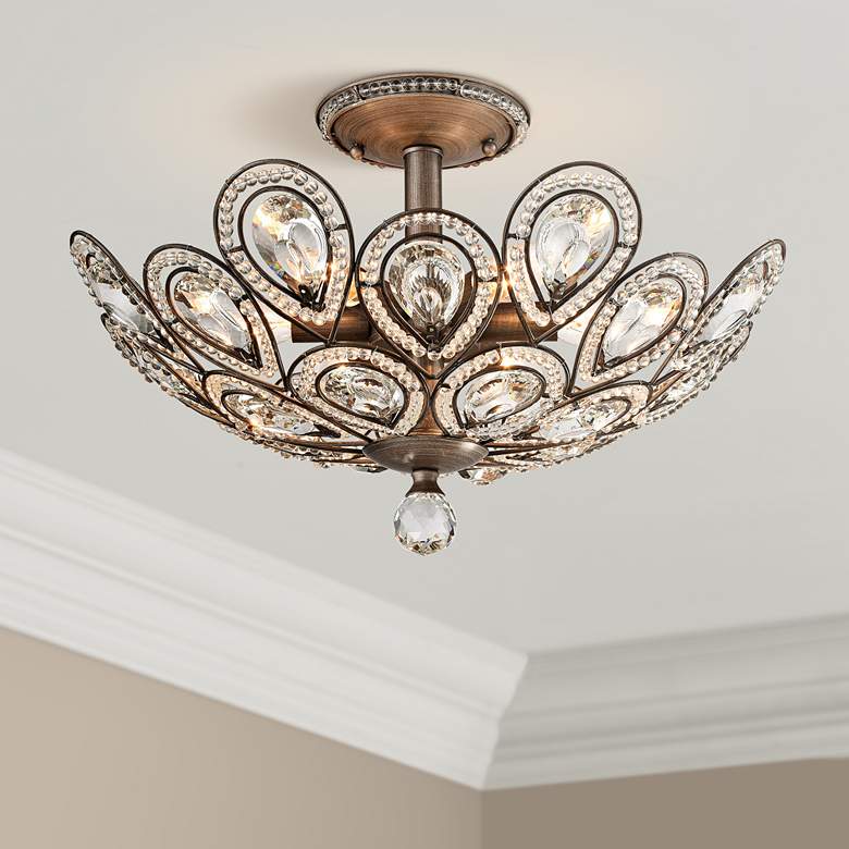 Image 1 Evolve 19" Wide Weathered Zinc 6-Light Ceiling Light