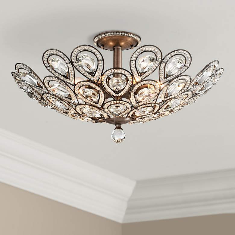 Image 1 Evolve 24" Wide Weathered Zinc 8-Light Ceiling Light