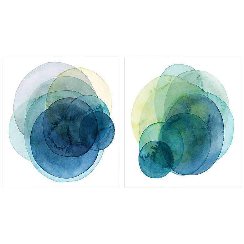 Image 3 Evolving Planets 38 inch Square 2-Piece Glass Wall Art Set
