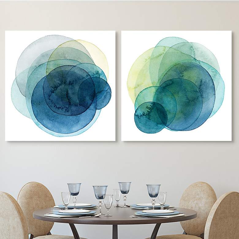Image 2 Evolving Planets 38 inch Square 2-Piece Glass Wall Art Set