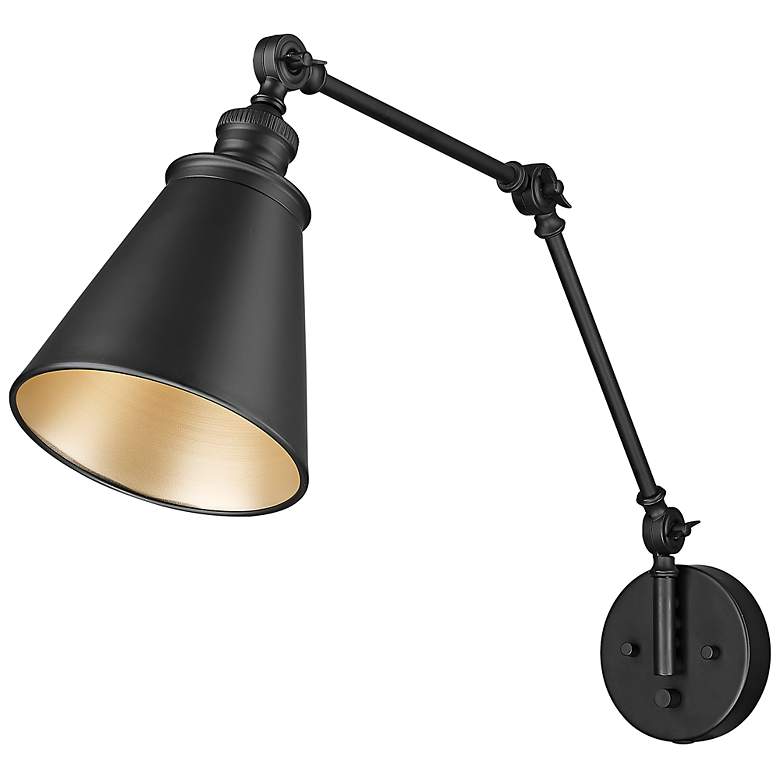 Image 4 Evonne Matte Black Swing Arm Wall Lamp more views