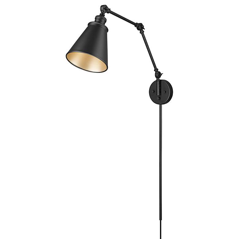 Image 5 Evonne Matte Black Swing Arm Wall Lamp more views