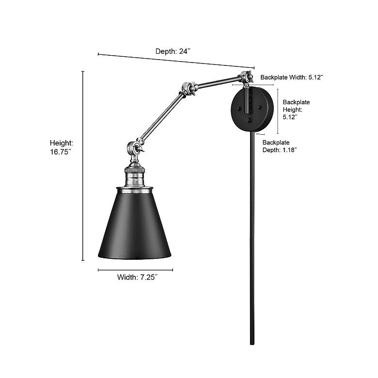 Image 7 Evonne Matte Black Swing Arm Wall Lamp more views