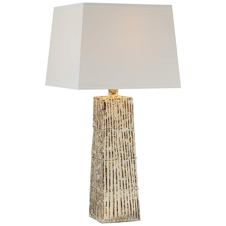 Image 2 Ewell Bamboo Beige Hydrocal Column Table Lamp