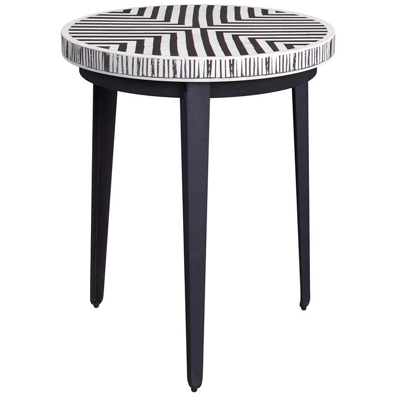 Image 1 Ewing 22" Black and White Bone Round End Table