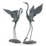 Exalted Crane Cast Iron Outdoor Garden Statues Set of 2