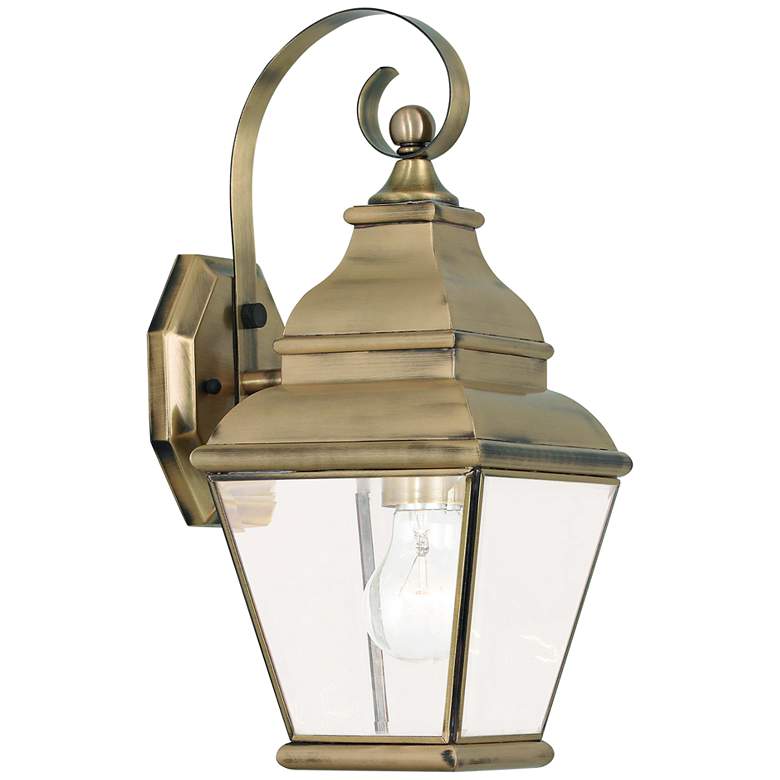 Image 1 Exeter 15 1/2 inch High Antique Brass Outdoor Wall Light