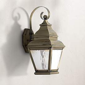 Image1 of Exeter 15 1/2" High Brass and Water Glass Outdoor Wall Light