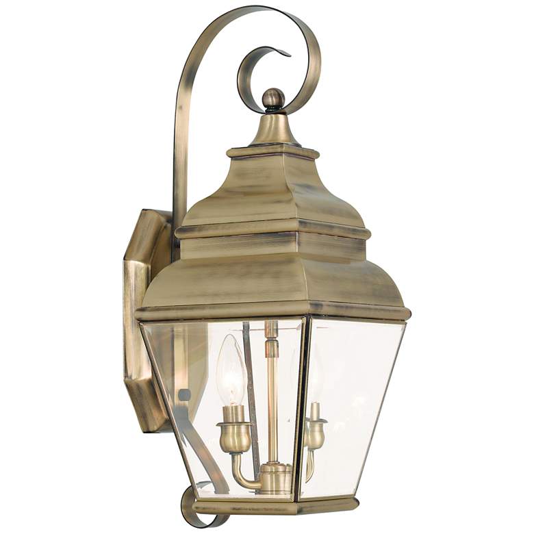 Image 1 Exeter 21 1/2 inch High Antique Brass Outdoor Wall Light