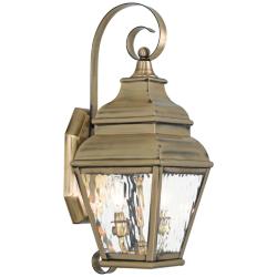 Exeter 21 1/2&quot; High Brass and Water Glass Outdoor Wall Light