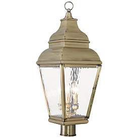 Image1 of Exeter 28 1/4" High Brass and Water Glass Outdoor Post Light