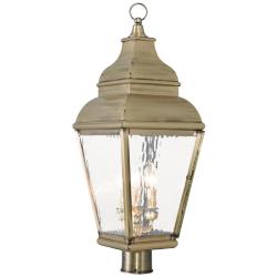 Exeter 28 1/4&quot; High Brass and Water Glass Outdoor Post Light