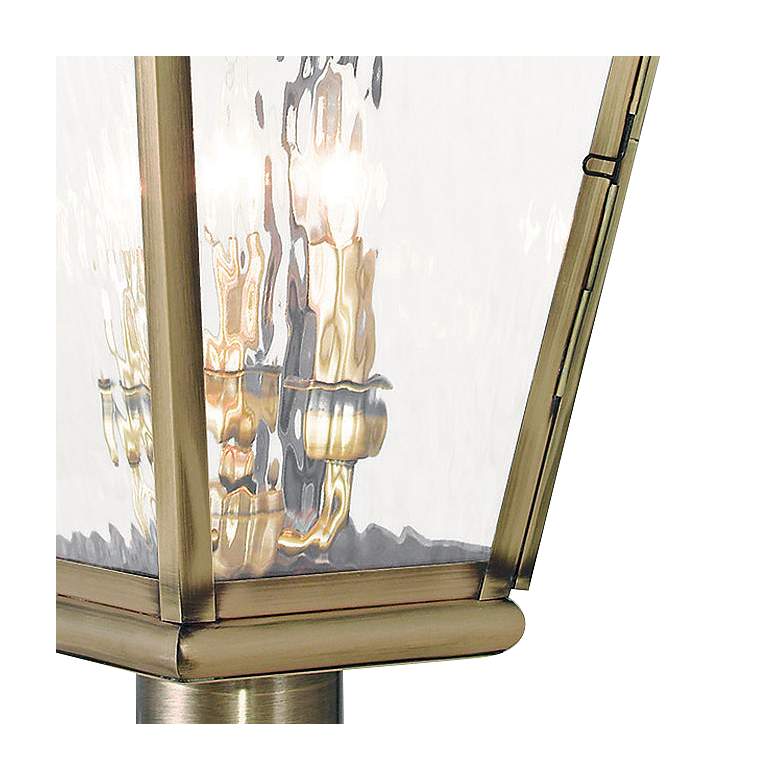 Image 2 Exeter 28 1/4 inch High Brass and Water Glass Outdoor Post Light more views