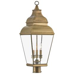 Exeter 28" High Antique Brass 3-Light Outdoor Wall Light