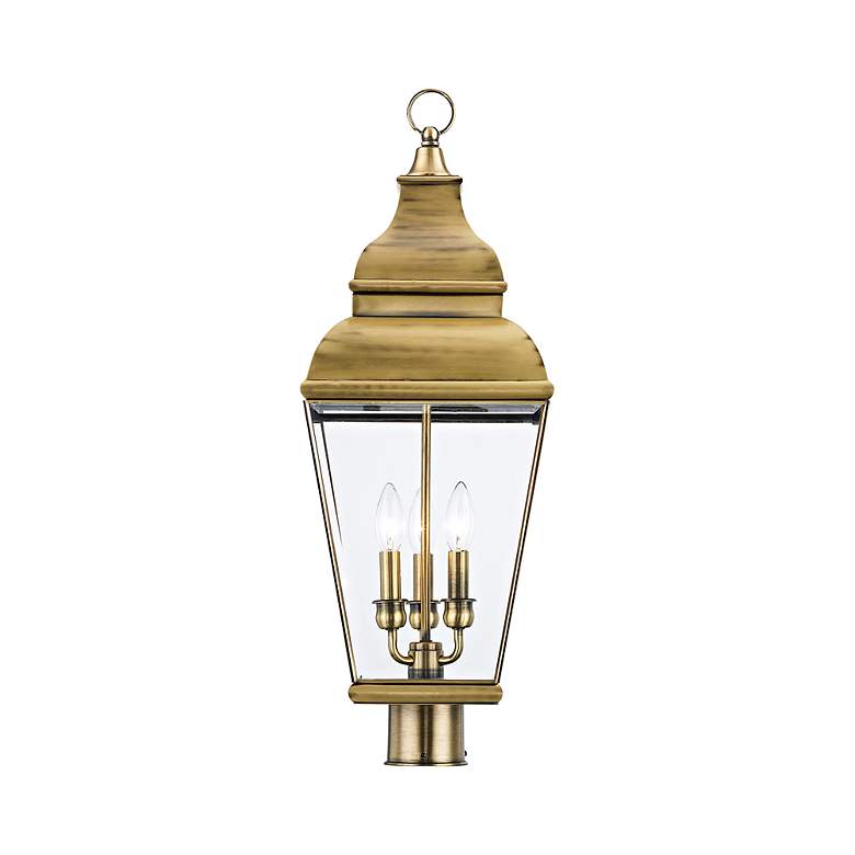 Image 7 Exeter 28" High Antique Brass 3-Light Outdoor Wall Light more views