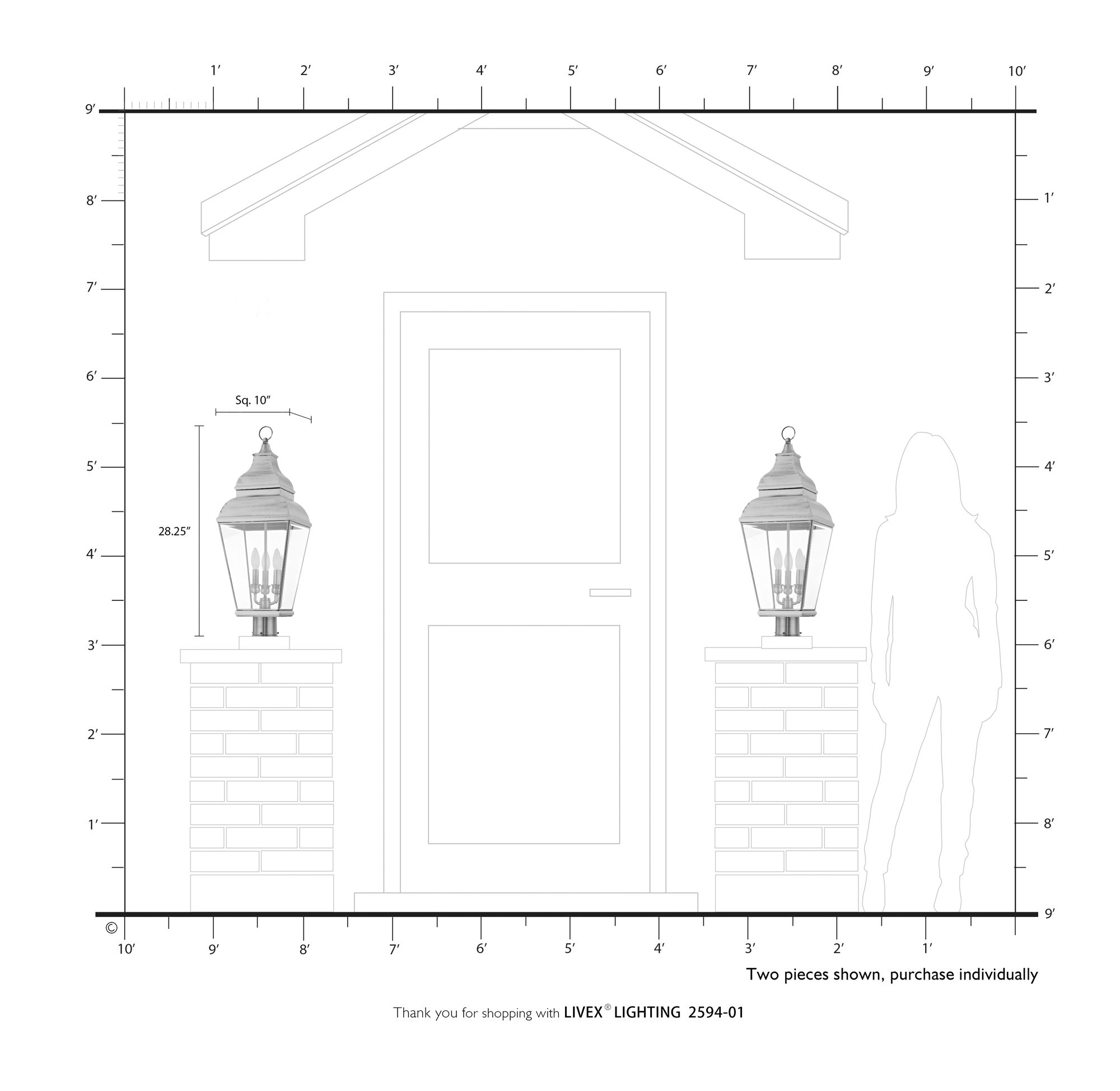 Exeter 28" High Antique Brass 3-Light Outdoor Wall Light