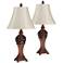 Exeter 30" High Wood Finish Cream Shade Table Lamps Set of 2