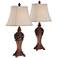 Exeter 30" High Wood Table Lamps Set of 2 with 9W LED Bulbs
