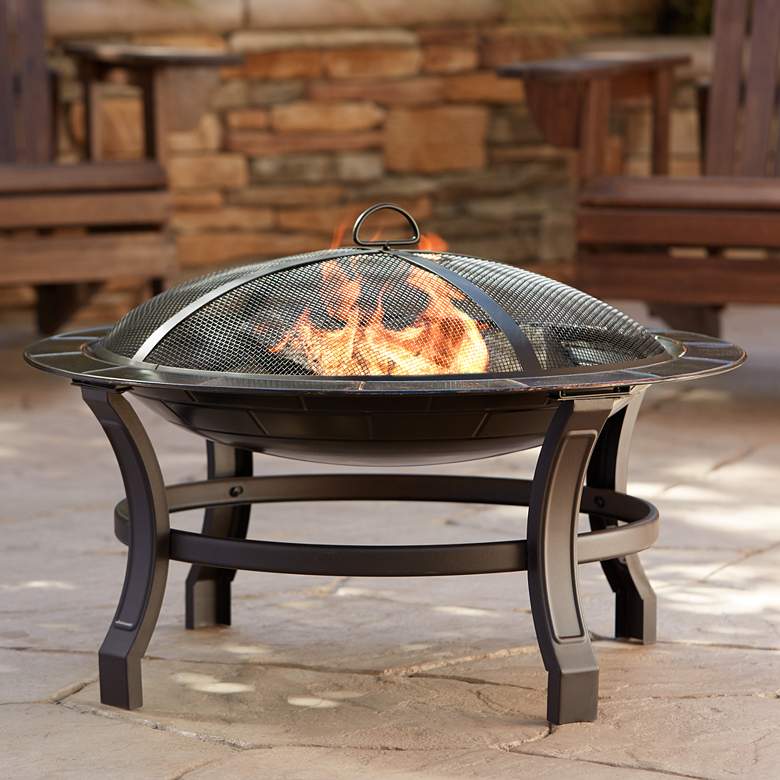 Exeter 30&quot; Round Steel Bowl Outdoor Fire Pit