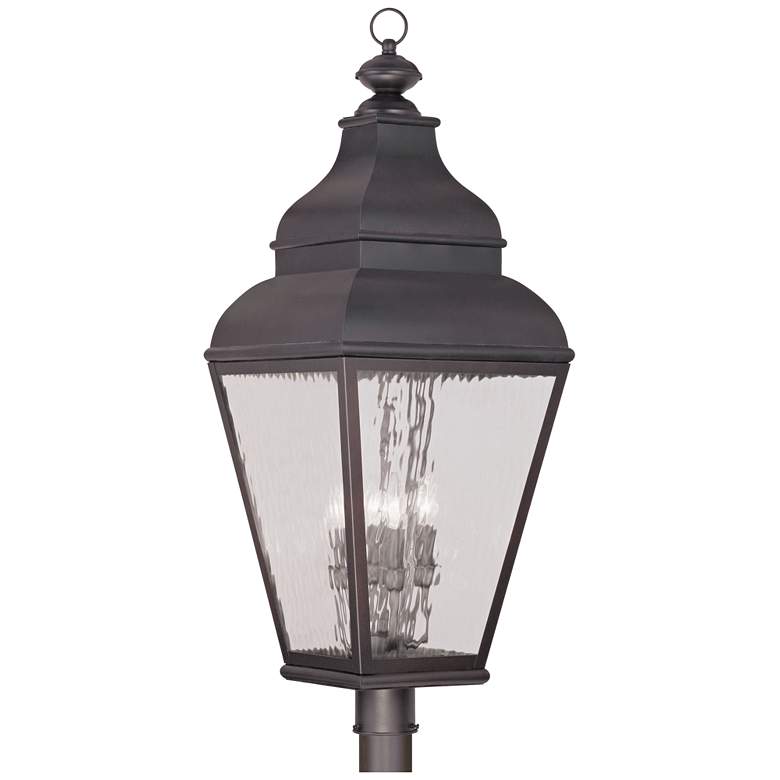 Image 1 Exeter 37 1/2" High Bronze and Water Glass Lantern Outdoor Post Light