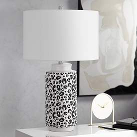Image1 of Exeter White Cheetah Ceramic Table Lamp